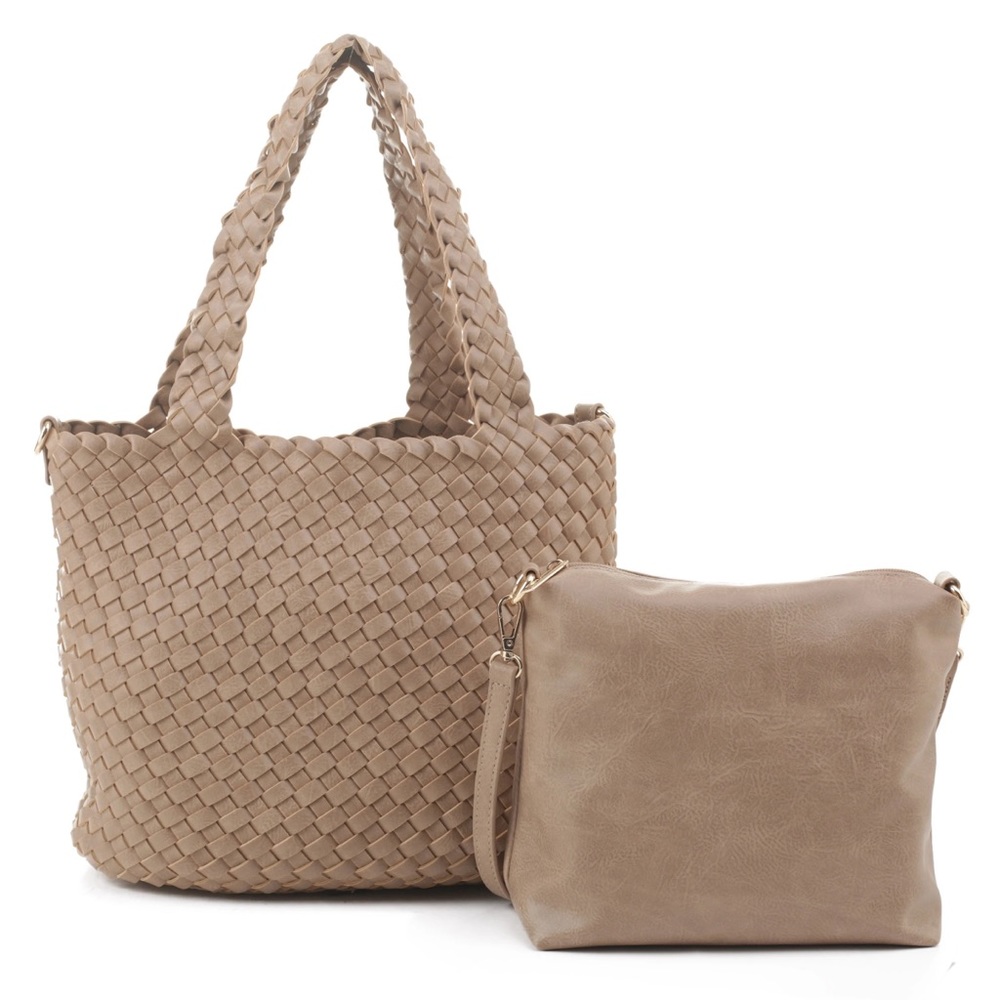 Mali & Lili Ray Woven Tote with Pouch